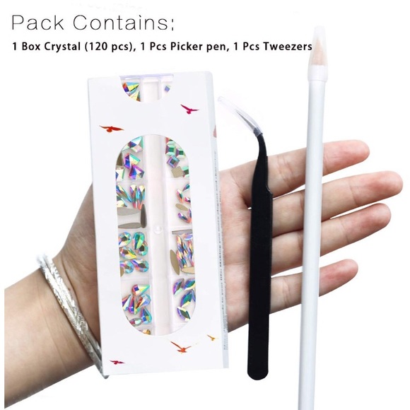 120 Pcs Multi Shapes Glass Crystal AB Rhinestones - Picture 5 of 7